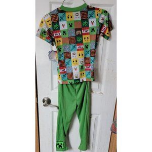 Boys Minecraft 2pc Short Sleeve Top & Pants Pajama Set S (6/7) Flame Resistant